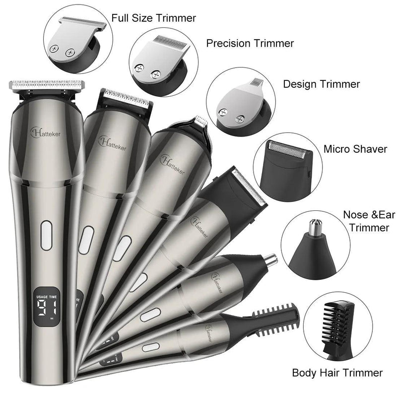 HATTEKER 6 in1 multifunction hair trimmer rechargeable wireless electric baber haircut - HATTEKER