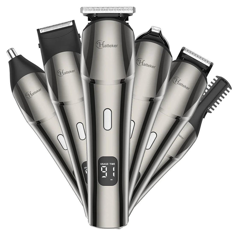 HATTEKER 6 in1 multifunction hair trimmer rechargeable wireless electric baber haircut - HATTEKER