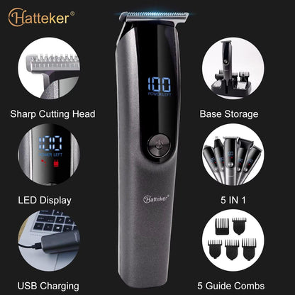 Professional Mens Beard Trimmer 5 in 1 Multifunctional Grooming Suit Hair Clippers