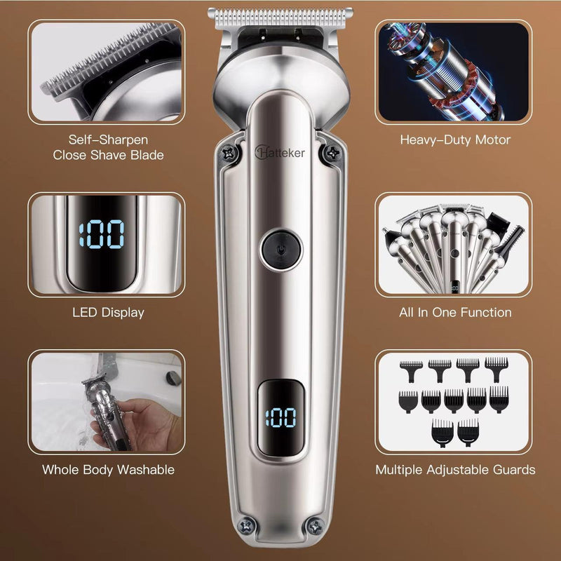 7 in 1 Beard Trimmer Kit for Men Professional Hair Clippers T-Blade Trimmer Nose Trimmer Beard Hair Shaver