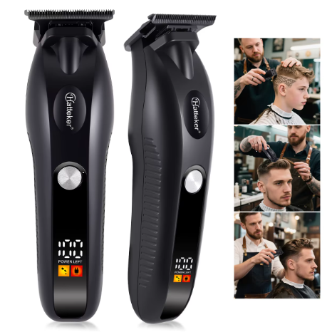 Hatteker HT-6117 Rechargeable Electric Hair Clippers for Men  Cordless Professional Barber Trimmer with Adjustable Blades