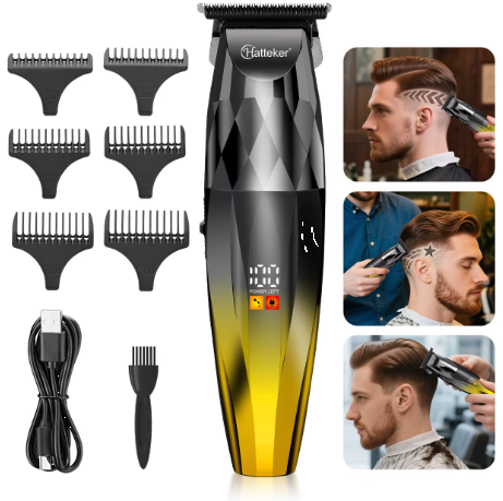 Hatteker HT-6126 Cordless Professional Electric Hair Clippers Beard Trimmer Styler LED Digital Display Hair Clippers for Men