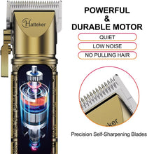 Load image into Gallery viewer, Hatteker Professional Cordless Rechargeable Hair Trimmer Eletric Beard Shaver Barber Gromming Kit LED Display (Gold)

