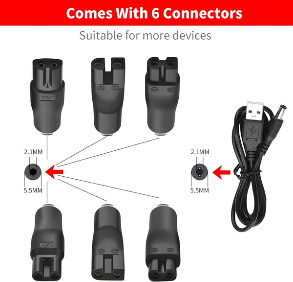 5V USB Charger Cord Replacement Shaver Power Adapter Power Cord Power Supply - HATTEKER