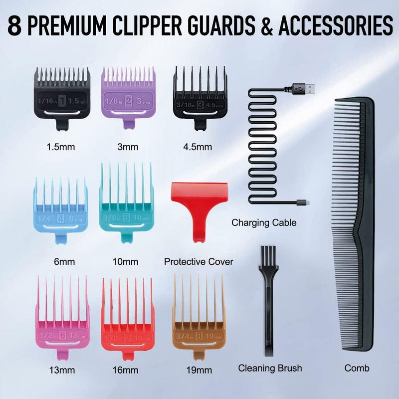 Hatteker Professional Cordless Hair Trimmer & Beard Shaver | Gold Grooming Kit with LED Display - HATTEKER