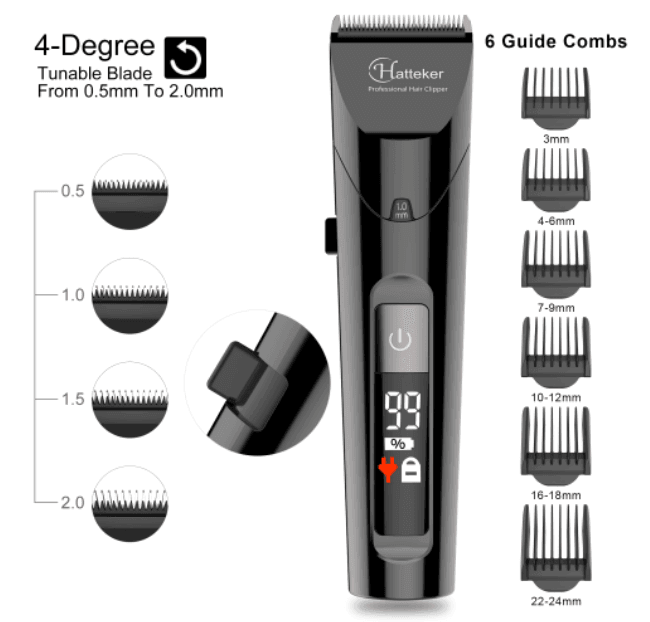 Hatteker Cordless Waterproof Professional Hair Cutting LED Display 4 in 1 RFC 69104 - HATTEKER