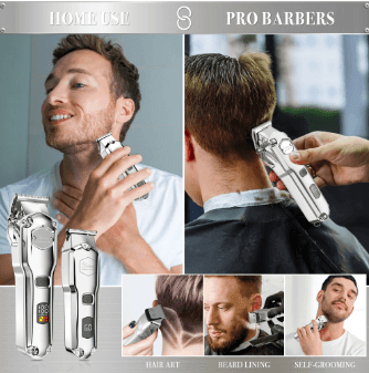 Hatteker Lot 2 Pcs Professional Hair clipper Metal Electric Trimmer 18 Pcs Set Hair Cutting - HATTEKER