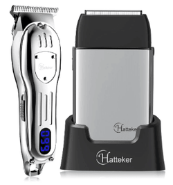 HATTEKER pro clipper 2 pieces set USB rechargeable electric hair cutting for men machine shaver set 0mm razor - HATTEKER