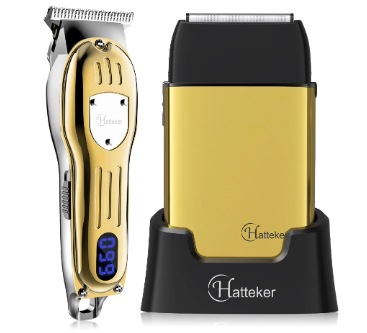 HATTEKER pro clipper 2 pieces set USB rechargeable electric hair cutting for men machine shaver set 0mm razor