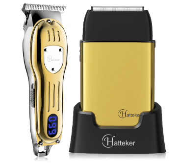 HATTEKER pro clipper 2 pieces set USB rechargeable electric hair cutting for men machine shaver set 0mm razor - HATTEKER