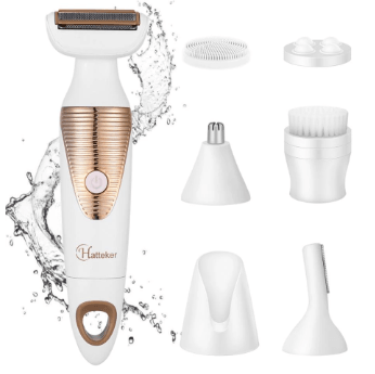 HATTEKER 6 In 1 Multifunctional Epilator Waterproof Electric Hair Trimmer Battery Painless Hair Remover Body Nose Trimmer 5178 - HATTEKER