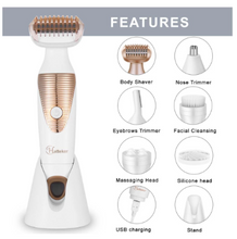 Load image into Gallery viewer, HATTEKER 6 In 1 Multifunctional Epilator Waterproof Electric Hair Trimmer Battery Painless Hair Remover Body Nose Trimmer 5178
