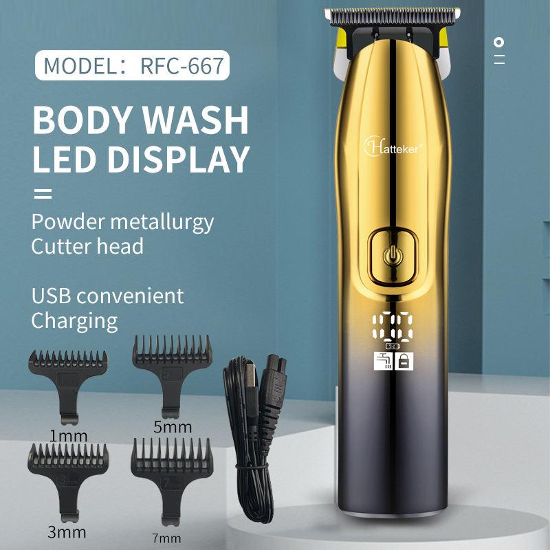 HATTEKER cordless men hair trimmer professional beard electric hair clipper rechargeable - HATTEKER