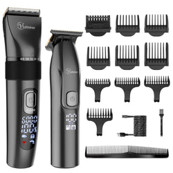 HATTEKER Hair Clippers and T-Blade Set Trimmer Kit Cordless Beard Barber Clipper Hair Cutting Kit Grooming Kit Waterproof - HATTEKER