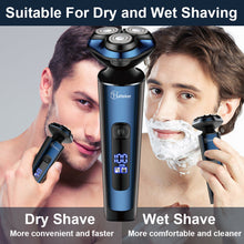 Load image into Gallery viewer, HATTEKER Mens Electric Shavers Razor Beard Trimmer Rotary Facail Nose Waterproof Rechargeable Cordless 3 in 1
