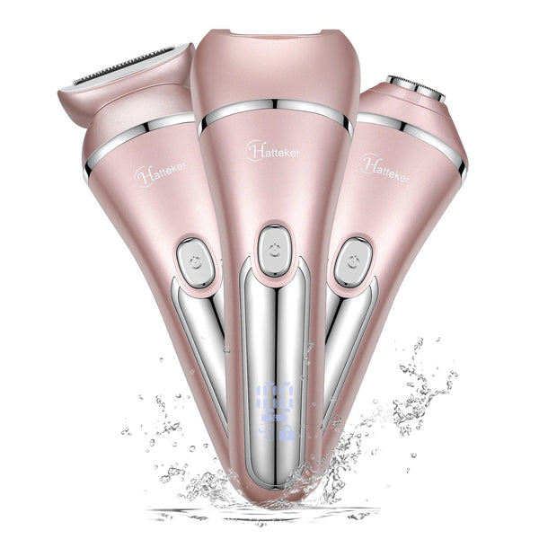 HATTEKER Electric Epilator Hair Removal for Women 3 in 1 Shaver for Legs Arms Underarms Bikini Public Rechargeable