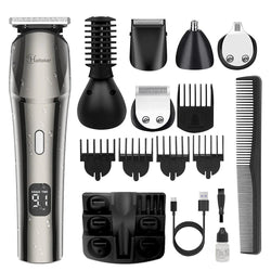 HATTEKER 6 in1 multifunction hair trimmer rechargeable wireless electric baber haircut - HATTEKER