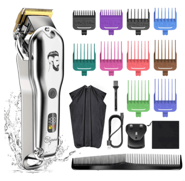 HATTEKER Professional Hair Clipper Men's Metal Haircut Grooming kit 696B - HATTEKER