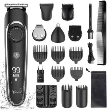 Hatteker 6 in 1 Waterproof Cordless Rechargeable Beard Trimmer Hair Clipper Hair Trimmer Grooming RFC-591605 - HATTEKER