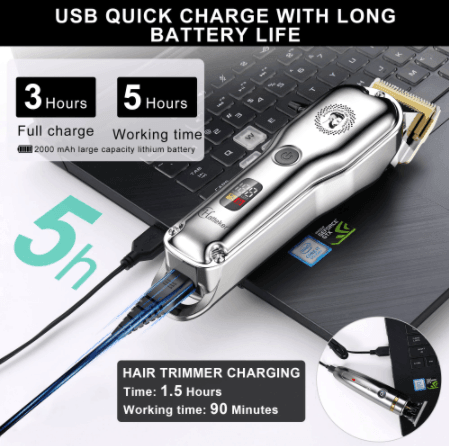 Hatteker Clipper Hair Trimmer Barber Clipper  Beard Nose Hair Cutting Grooming Kit Professional IPX7 Waterproof - HATTEKER