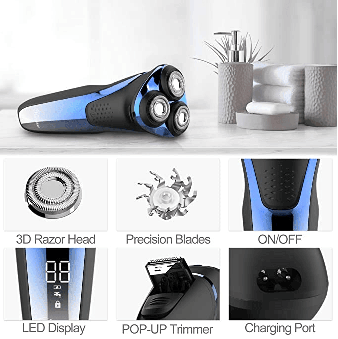 Hatteker Electric Shaverwith Pop-up Trimmer Waterproof - HATTEKER