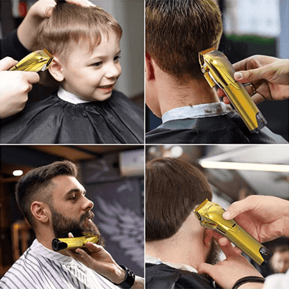 Hatteker Hair Clipper for Men  Professional Cutting Kit Barber Beard Trimmer with 8 Colorful Combs USB Rechargeable (Gold) - HATTEKER