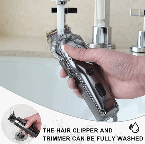 Hatteker Clipper Hair Trimmer Barber Clipper  Beard Nose Hair Cutting Grooming Kit Professional IPX7 Waterproof - HATTEKER