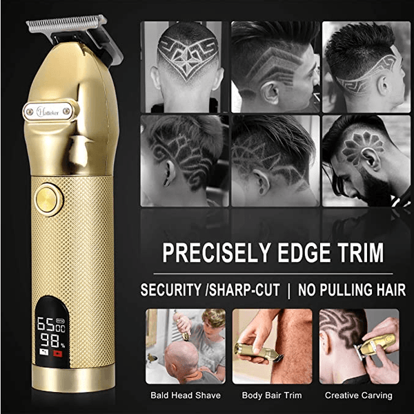 Hatteker Hair Clippers 0.1mm Beard Trimmer Cordless Gold Portable Rechargeable