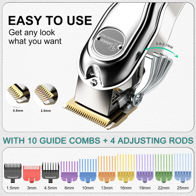 HATTEKER Professional Hair Trimmer Cordless Barbers Grooming Kit Rechargeable RFC-696A - HATTEKER