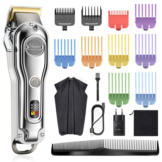 HATTEKER Professional Hair Trimmer Cordless Barbers Grooming Kit Rechargeable RFC-696A - HATTEKER
