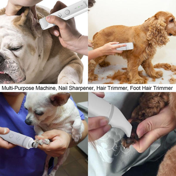 HATTEKER 3 IN 1 Pet Grooming Machine Dog Cat Hair Trimmer USB Rechargeable - HATTEKER