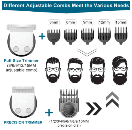 HATTEKER Brand Hair Clipper Waterproof Man's Barber 5 in 1 RFC 591805 - HATTEKER