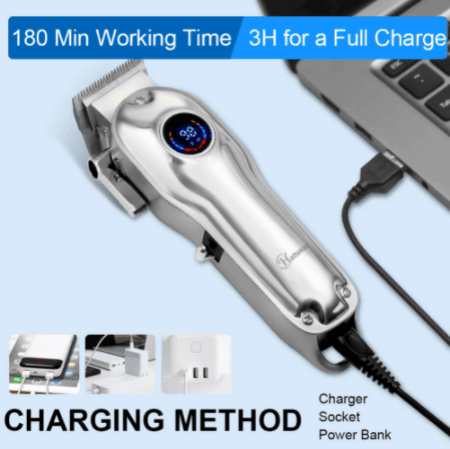 HATTEKER Professional Hair Clippers for Men Cordless Barbers Grooming Kit LCD Display - HATTEKER