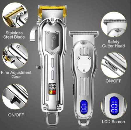 Hatteker Professional Electric Hair clipper Metal Hair Cutter 2 machines Set Cordless - HATTEKER