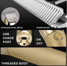 Load image into Gallery viewer, Hatteker Hair Clippers 0.1mm Beard Trimmer Cordless Gold Portable Rechargeable - HATTEKER

